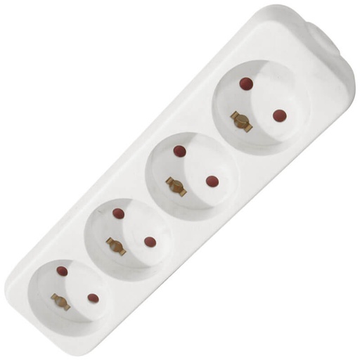 [6228659734] 4-Stikdåse m / jord hvid