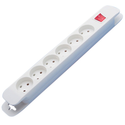 [6228660710] Stikdåse EDB 6-vejs m/glimlampe Hvid