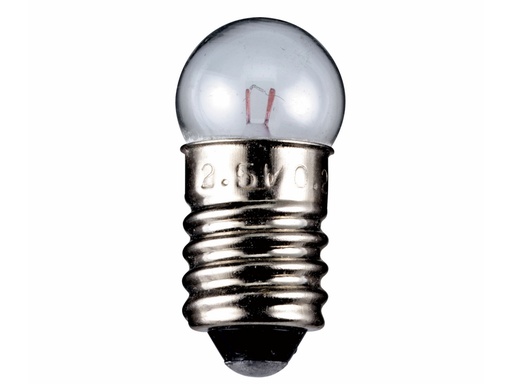 [H24852] Dværglampe - 2,5V / 200mA / 0,5W Globe, E10 sokkel