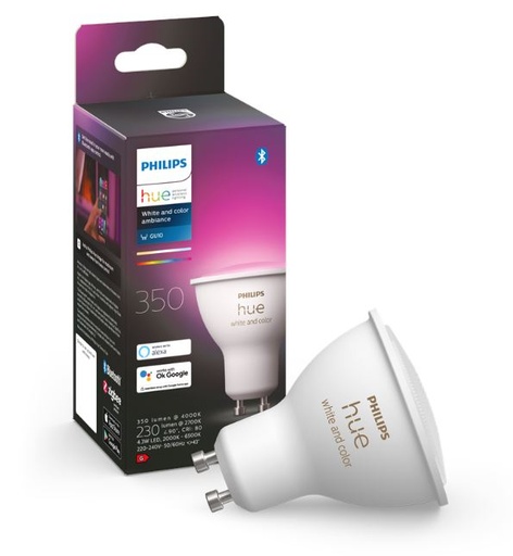 [H49500] Hue White and Color Ambiance GU10 pære - 5W LED, BT
