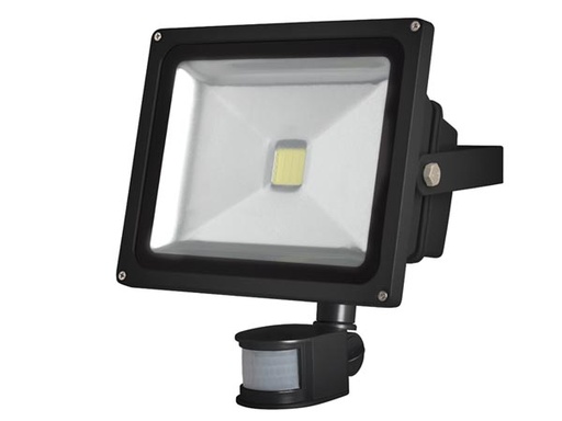 [H47442] LED facadespot m. PIR - 30W EPISTAR, Varm Hvid (3000K), Sort