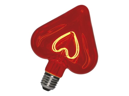 [H45319] LED filament "Hjerte" pære - 240V 5W dæmpbar, Rød, E27