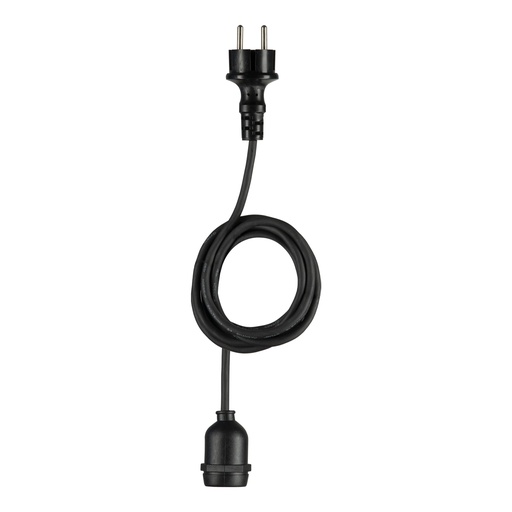 [H58672] Udendørs E27 Pendel m. stikprop - Sort, IP44 (3m)