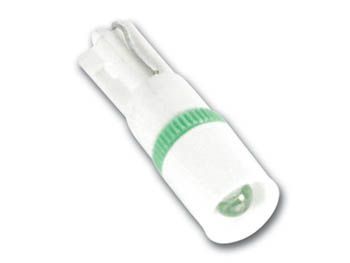 [H19169] LED pære - 12V m. kilesokkel GRØN (3mm 2,5cd)