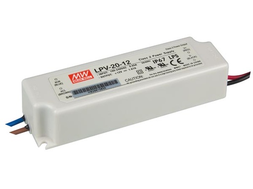 [H43291] LED strømforsyning - 12Vdc 1,67A 20W (IP67)