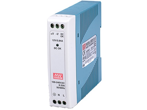 [H34738] DIN-skinne strømforsyning, 12VDC 10W 0,84A