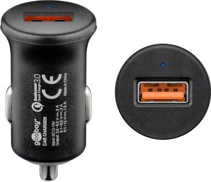 [H51014] 12/24V biladapter, 1 x USB A QC3.0, Sort (3A)