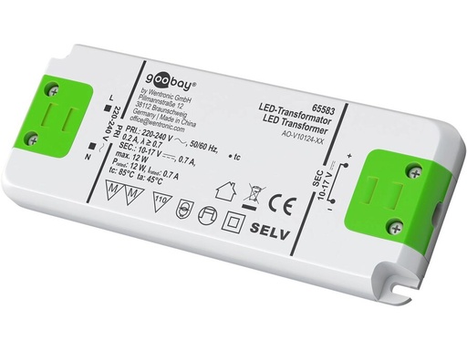 [H50841] Konstantstrøm LED driver - 700mA, 10-17V, 12W (IP20)