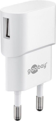 [H53859] Netadapter - 100-240V til 5Vdc / 1A USB hun, kompakt, Hvid