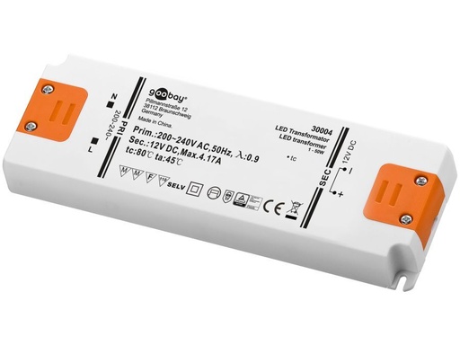 [H45148] LED strømforsyning - 12Vdc / 50W - IP20, "slimline"