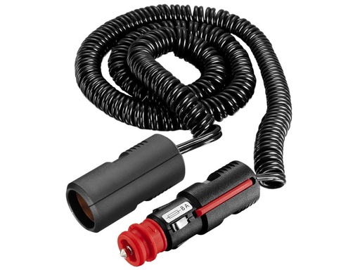 [H48776] Cigarstikforlænger - Spiralledning, 12/24V 8A (0,6-3m)