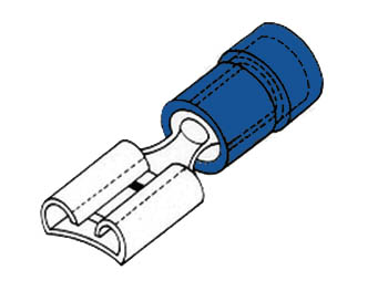 [H20382] Blå kabelsko - Spadefatning 6,3mm hun, 1,5-2,5mm² (100 stk.)