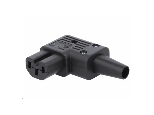 [H57313] Apparatstik - IEC320-C15, 3pol hun, Vinklet, Sort (10A)
