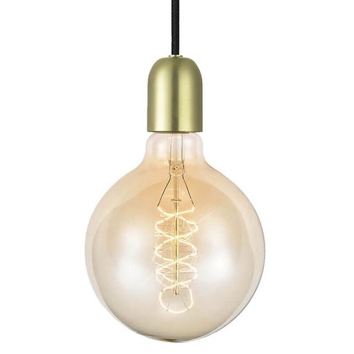 [741557] Fatningssæt messing ledning E27 m. plastroset