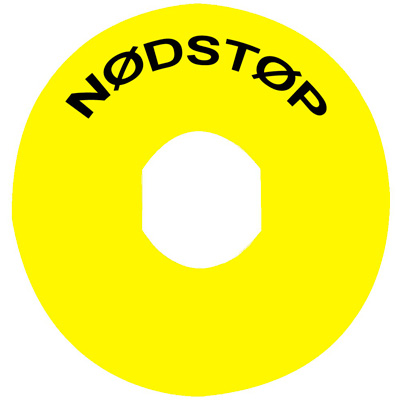 [7517677026] Gult nødstop skilt Ø60 ZBY9830