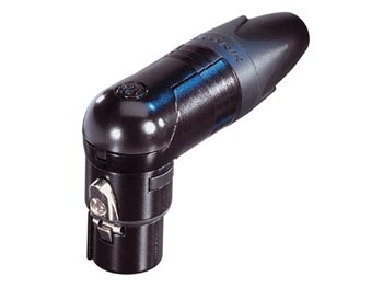 [H28258] Neutrik - XLR 3pol hun kabelstik, 90°, Nikkel-Sølv, Sort