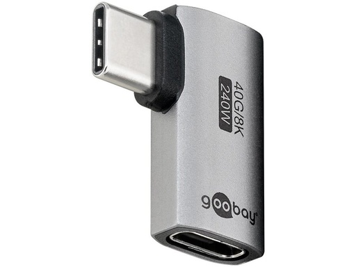 [H64120] USB4 adapter - USB-C han til USB-C hun, horisontal 90°