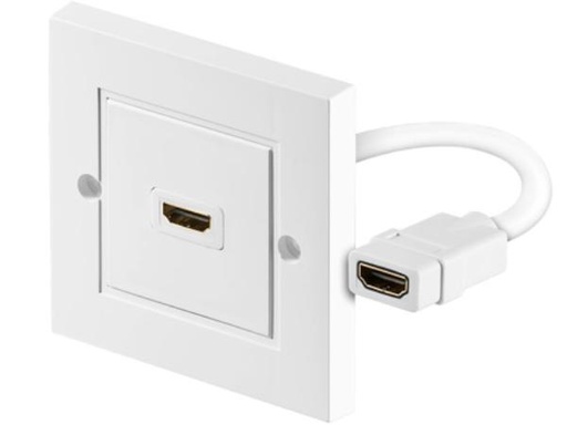 [H32259] HDMI vægdåse - 1 x HDMI, til kabelkanal, Hvid