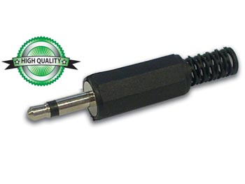 [H37879] JACK stik - 3,5mm mono han, Sort plast, til ledning (HQ)
