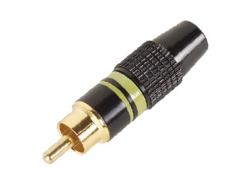 [H21270] RCA(Phono) han - Forgyldt spids, Sort hus, Gul ring