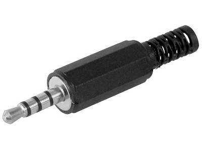 [H25015] JACK stik - 3,5mm 4pol han, Sort plast