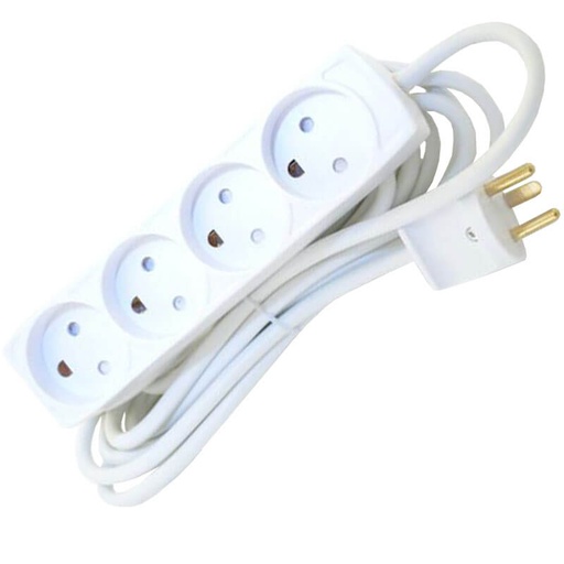 [7828101058] Stikdåse børnesikret 4-vejs 5m m/jord hvid