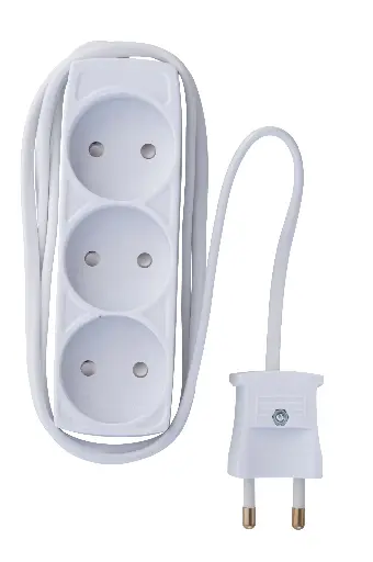 [7828101362] Stikdåse børnesikret 3-vejs 1,5m hvid