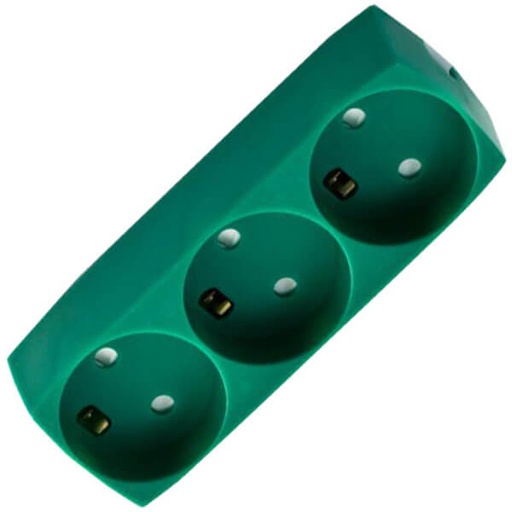 [7828101647] Stikdåse børnesikret 3-vejs m/jord grøn