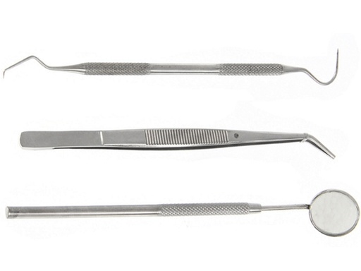 [H25928] Tandrensesæt - Pincet, mundspejl og tandrenser