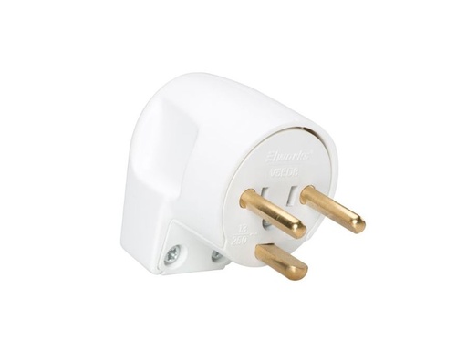 [H43898] EDB Stikprop m. jord - 230V / 13A, vinkelafgang, Hvid