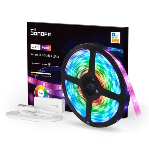 [H52204] L3 Wi-Fi RGBIC Smart LED-stripsæt m. controller, IP54 (5m)
