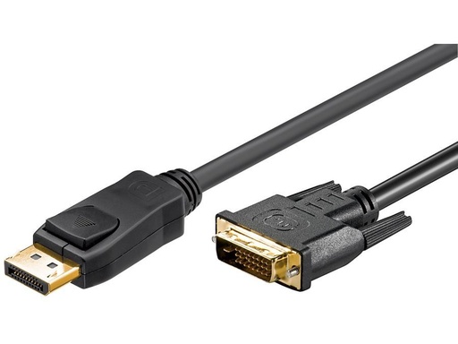 [H44590] DisplayPort/DVI kabel - DP han > DVI-D han guld, Sort (3m)