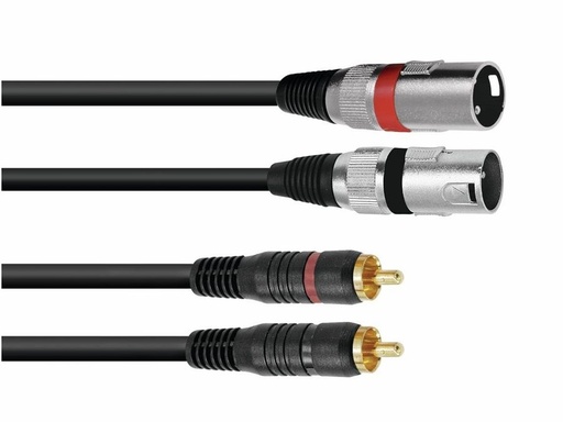 [H25879] Prof. audiokabel - 2 x XLR han > 2 x RCA(Phono) han (3m)
