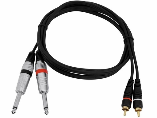 [H25870] Audiokabel - 2 x 6,35mm mono JACK han > 2 x RCA han (1,5m)