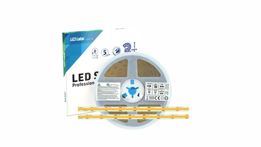 [H27069] COB LED strip (IP20) 12V 10W/m. 8mm, Varm Hvid (5m)