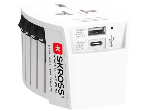 [H63309] Rejseadapter MUV USB, Verden - 1xUSB-A, 1xUSB-C (3A)