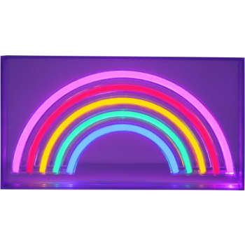 [6248006132] Neon-skilt REGNBUE 23x4x13 cm, inklusiv USB ledning
