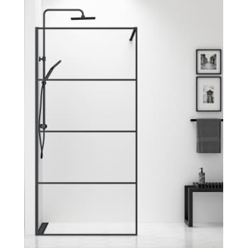 [674627131] Gustavsberg Square sort brusevæg 80cm med sorte profiler