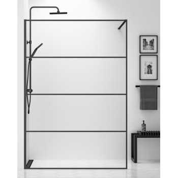 [674627161] Gustavsberg Square sort brusevæg 120 cm med sorte profiler