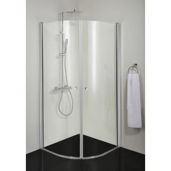 [674943160] Buet hjørne 90x90x195cm klarglas, blank aluprofil
