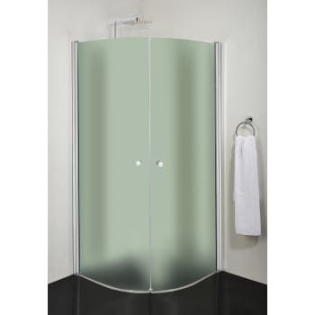 [674943161] Buet hjørne 90x90x195cm  isglas, blank aluprofil