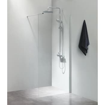 [674946130] Fritstående væg 70x200cm klart glas, med 100cm forhængsstang