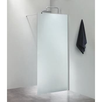 [674946161] Fritstående væg i 6mm sikkerhedsglas, mål 90x200cm isglas, med 100cm forhængsstang