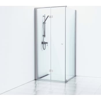 [675645790] Skoga Brusehjørne Folde/Fast 100x83 Alu Mat/Klart glas IntGr