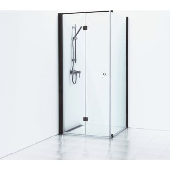 [675645810] Skoga Brusehjørne Folde/Fast 100x93 Sort Mat/Klart glas IntGr