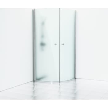 [675651331] Skoga Brusehjørne Halvrund 80x80 Alu Blank/Frostglas