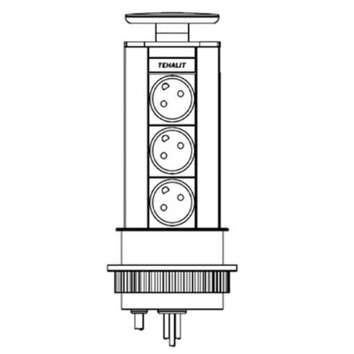 [7936042290] Pull Up modul - 3X230V - Stål farvet top