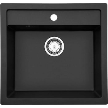 [689335051] Lavabo Jupiter 60 komposit køkkenvask, sort med krom afløbssæt