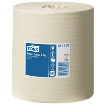 [882890526] Tork håndklæderulle 120150 M2, m/centertræk, 1-lags, gul, 300 m