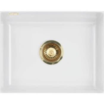 [930221469] Lavabo Mera 50 U keramik køkkenvask, mathvid, messing afløb